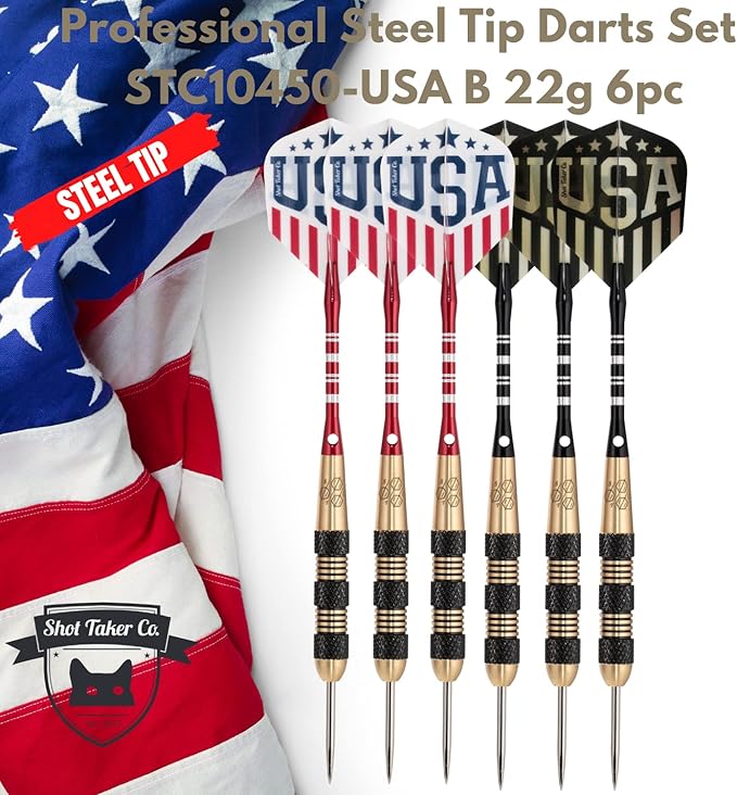 Steel Tip Darts Set - Professional Darts Steel Tip for Dartboard - Includes Brass Barrels + Plastic & Aluminum Shafts + Rubber O'Rings + Flights + Darts Sharpener + Wrench