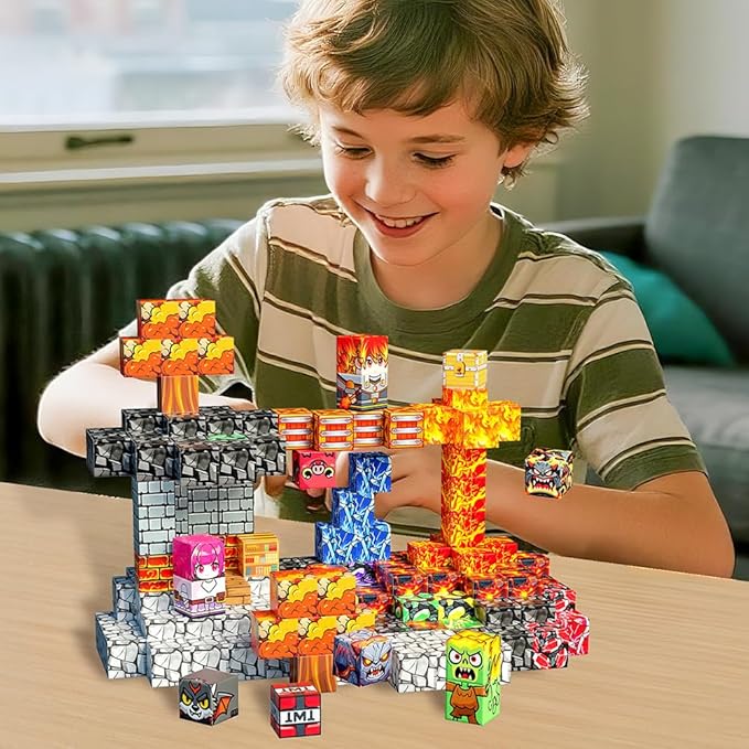 150 PCS Magnetic Blocks - Building Block for Kids Ages 4-8, Magnet Blocks Cubes Tiles Constructions Toys Girl Boy, STEM Educational Stacking Toy, Sensory Play Game Preschool Learning Gifts