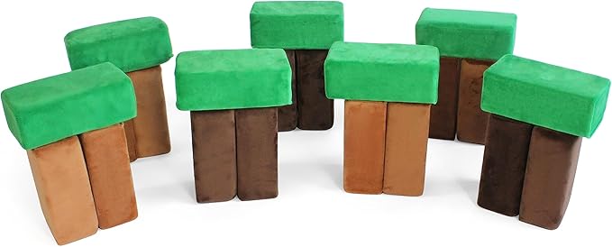 The Original Premium Plush Building Block for Kids - Certified Safe Foam Blocks in Luxuriously Soft Fabric Covers - Set of 24 (Earth)