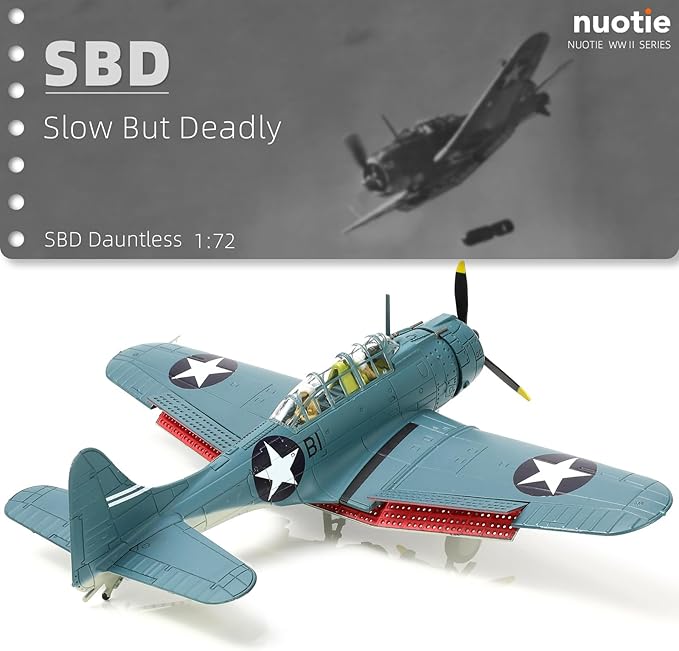 1/72 Douglas SBD-3 Best Dauntless Dive Bommber Model World War II Midway Vintage Warplane Metal Diecast Aircraft Military Display Airplane for Display Collection or Gift