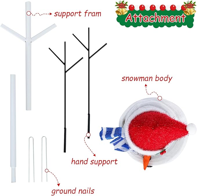 VCUTEKA Christmas Snowman Decorations, 2FT Collapsible Snowman with LED Lights Pop up Xmas Holiday Decor for Indoor Outdoor Home Yard Garden Lawn