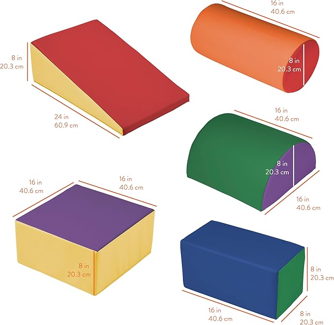 Step, Crawl and Slide Playset, Foam Blocks, Assorted, 5-Piece