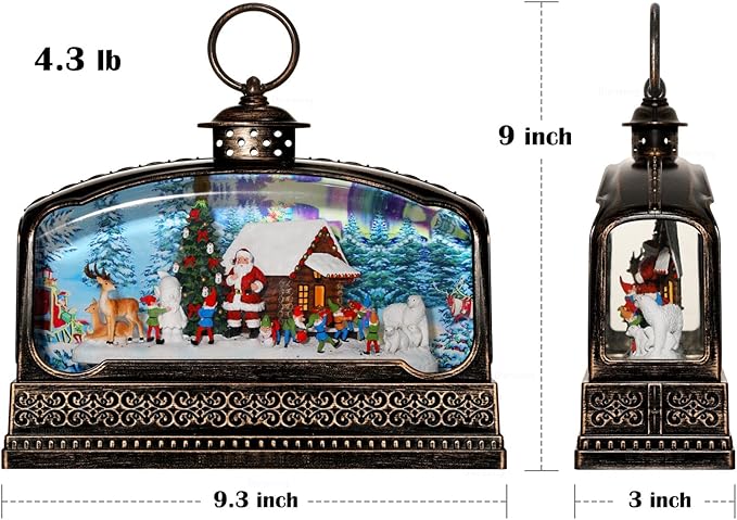 Christmas Snow Globe Christmas Decorations for Home Santa Claus Gnome Polar Bear Reindeer Christmas Tree Snowman House with Timer Music