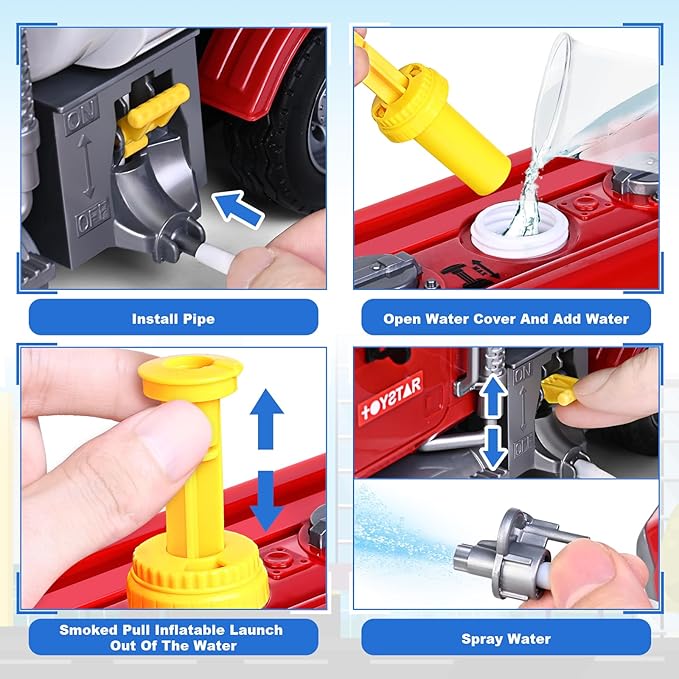 Kids Toys for 3 4 5 6 7 8 Years Old Boys, Large Tanker Truck Toy with Lights, Sounds, Water Pump, Red Toddler Friction Powered Oil Truck Vehicle Toy for Boys Girls Christmas Birthday Gifts