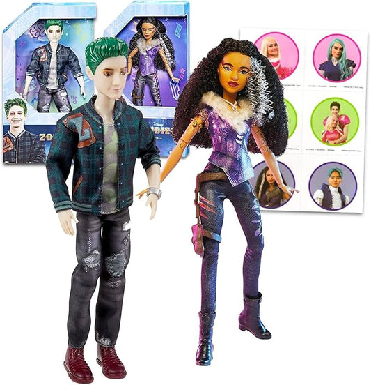 Disney Zombies Dolls Set for Girls - Bundle with 2 Zombies 3 Dolls Featuring Zed and Willa Plus Stickers for Kids | Disney Toys