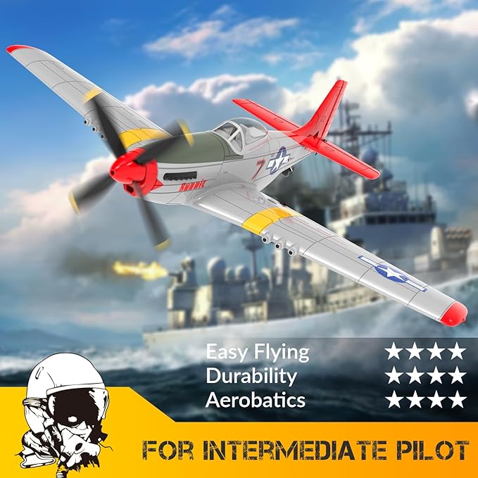 P51D RC Plane, 4CH RC Airplane with High Speed Engine, Remote Control Airplane with Xpilot Stabilization System & Aerobatic, Remote Control Plane Best Gift for Kids
