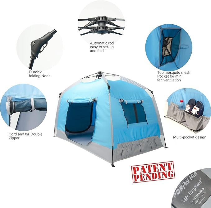 Easy Set Up Kids Playhouse with Nice LED Light Strip and 3 Large Opens,Portable Children Play Tent & Privacy Room for Indoor & Outdoor Games with Carry Bag-Free Space for Toddlers-Birthday Gifts