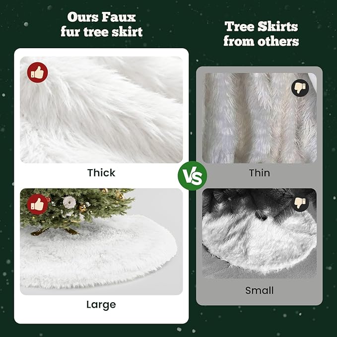iMucci 12inch Mini Wool Fur White Tree Skirt Small Christmas Tree Skirt Snowy White Plush Velvet Tabletop Christmas Tree Skirt Holiday Party Decoration