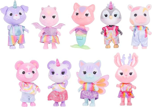 Sunny Days Entertainment Honey Bee Acres Rainbow Ridge Pals – 9 Miniature Flocked Dolls | Small Fantasy Collectible Figures | Pretend Play Toys for Kids