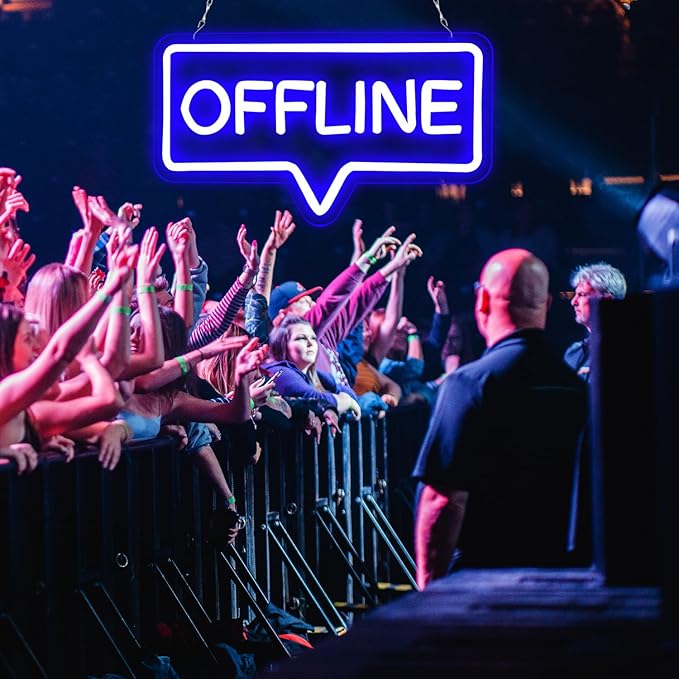 "Offline" LED Neon Sign - Blue USB-Powered Wall Art Light for Gaming Room/Man Cave/Bedroom, Plug Play Atmosphere Lamp