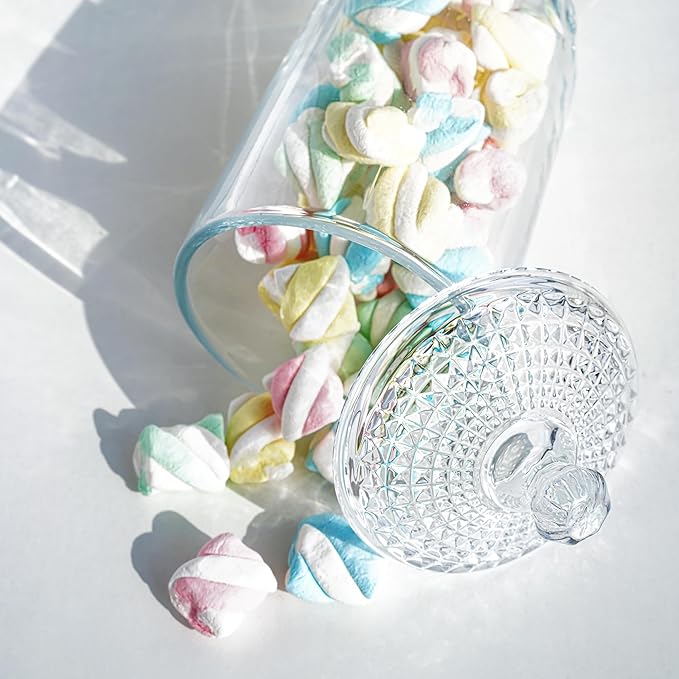 24oz Clear Glass Candy Jar with Lid Glass Cookie Jars Storage Decorative Jars for DIY Projects,Candy Buffet,Shower Favors