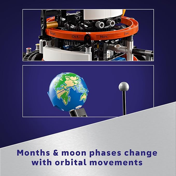 LEGO Technic Planet Earth and Moon in Orbit Building Set, Outer Space Birthday Gift for 10 Year Olds, Solar System Toy for Imaginative, Independent Play, Space Room Décor for Boys & Girls, 42179