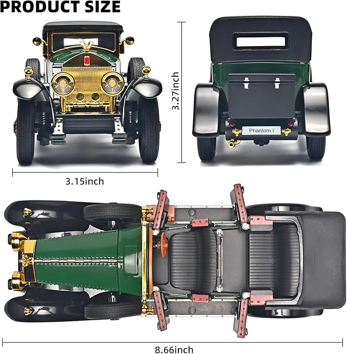 Model Car Kits Adults and Boys 1/24 Diecast Cars Phantom Generation Vintage Car Collectibles,Die Cast Metal Pull Back Cars with Lights and Sounds,Toy Cars for Boys Age 3-12（Green）