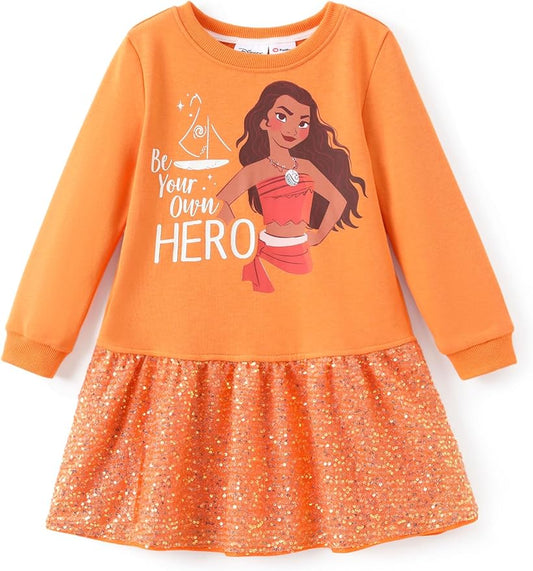 Disney Stitch Minnie Elsa Princess Sweatshirt Dress Toddler Girl Sequin Long Sleeve Pullover Clothes Fall Outfit 2-9 Years