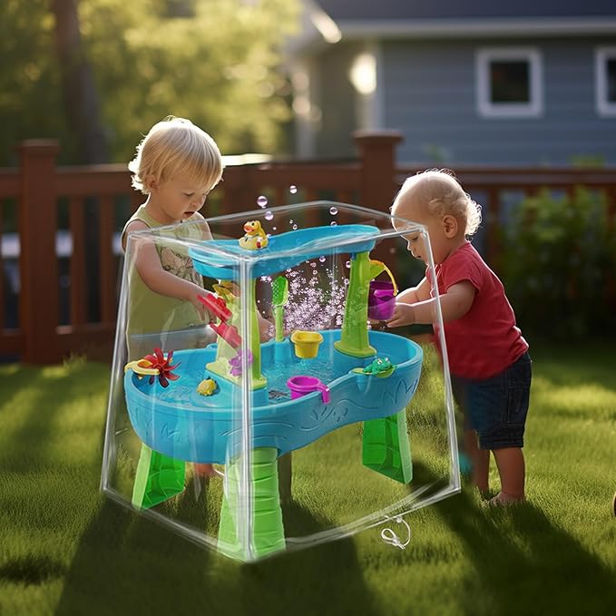 Kids Water Table Cover, Fit Step2 Rain Showers Splash Pond Water Table Waterpark Play Table Cover Outdoor Toys Cover - (Cover Only) Transparent PVC (Transparent)