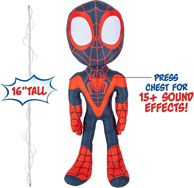 Marvel Spidey and his Amazing Friends My Friend Miles Talking Plush - 16-Inch Miles Morales with Sounds - Toys Featuring Your Friendly Neighborhood Spideys