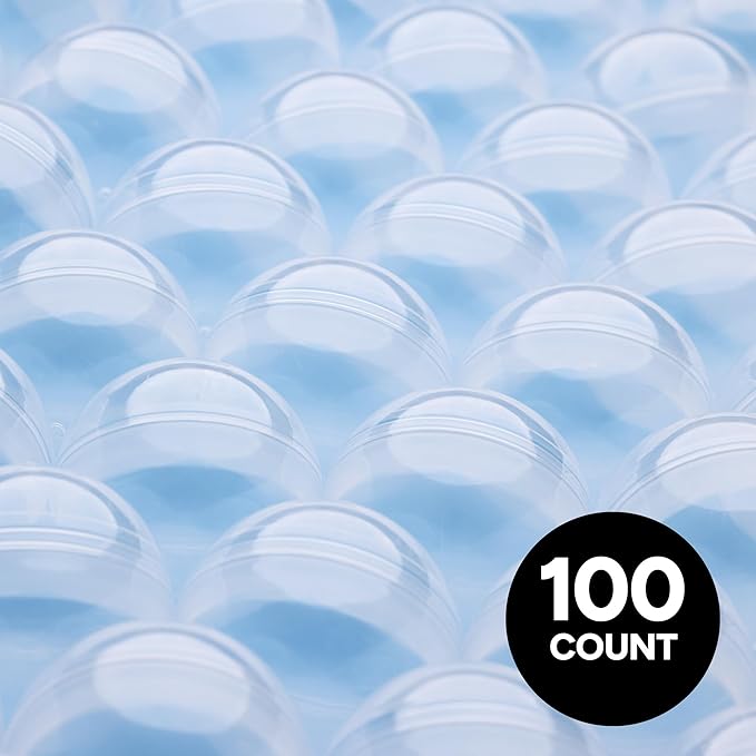 Capsule Vending Machine Round 100 pcs 2 inch - Gumball Machine Capsules Bulk Clear Container - Easter Basket Stuffers Birthday Gifts Pinata Stuffers DIY Craft Supplies - Clear Capsules Empty