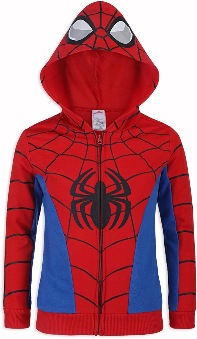 Marvel Spider-Man, Miles Morales, & Venom Boys Zip Up Hooded Sweatshirt and Pants Set for Toddlers and Big Kids – Black/Red