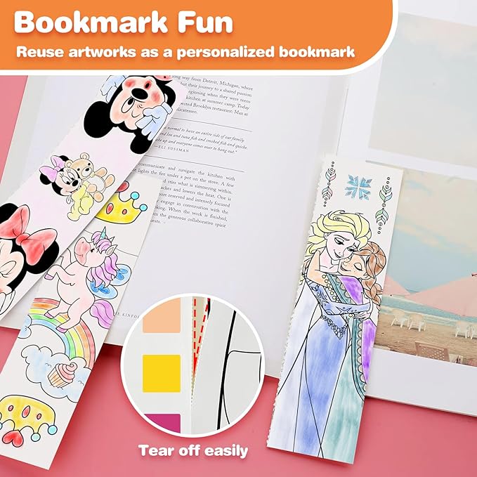 Paint with Water Coloring Books for Kids, Pocket Mess Free Watercolor Painting Kit, Water Color Paint Set Arts and Crafts Gift for Girls Ages 4 5 6 7 8+, Travel Activity Toy - Mermaid