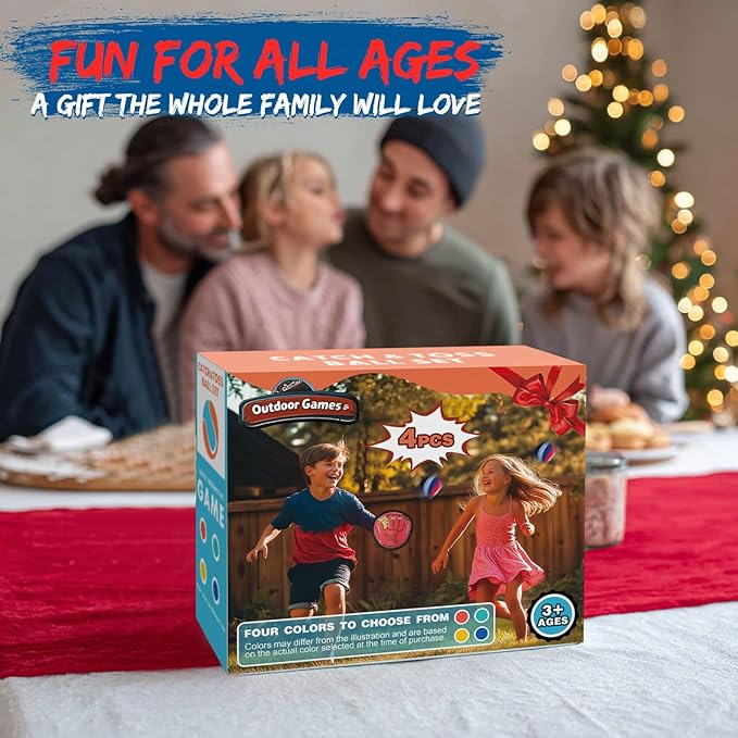 Toss and Catch Ball Game Set – Outdoor Toys for Kids, Toddler Yard & Beach Games, Sticky Ball and Glove Toy, Birthday Gift for Boys Girls Ages 3 4 5 6 7 8 9 10 (Upgraded Version)