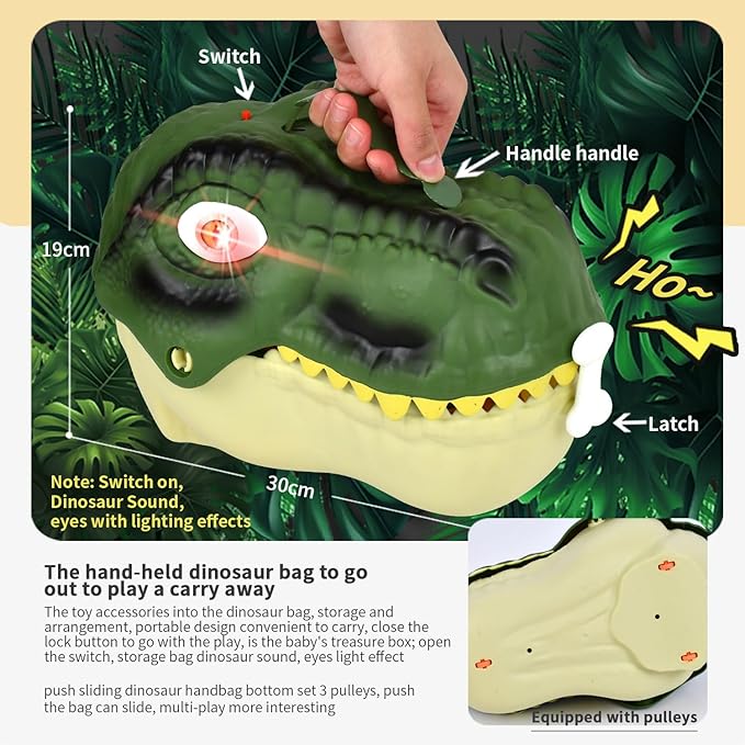 55PCS Dough Play Sets for Kids 3-6, Sliding/Portable Dinosaur Storage Case with Light & Sound, Toddler Play Clay Kit with Dinosaur Modle Eggs, Gift for 3 4 5 6 7 8 Year Old Girls Boys