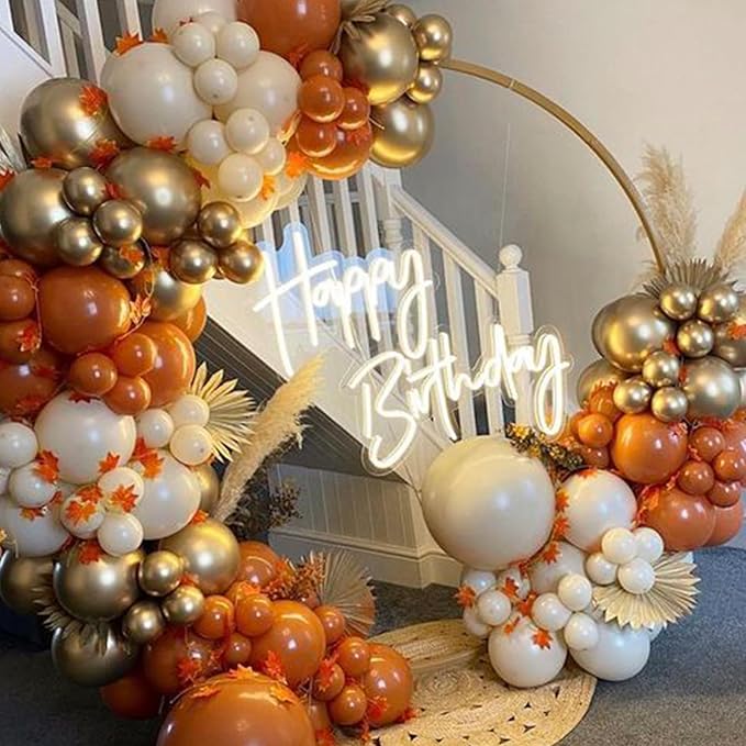 Paready Orange Balloon Arch Kit, 97 Pcs Orange Sand White Balloon Garland Kit Metallic Champagne Gold Balloons Beige Brown Latex Balloons for Neutral Party Birthday Fall Thanksgiving Baby Shower