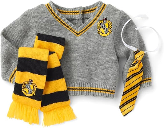 American Girl Harry Potter 18-inch Doll Hufflepuff Outfit with Sweater and Scarf Featuring House Crest, For Ages 6+
