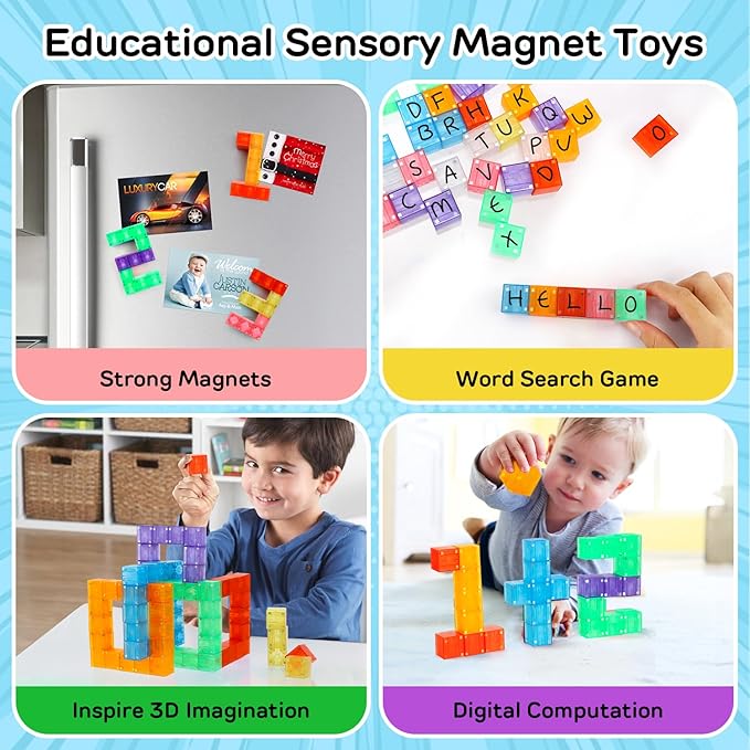 TOY Life 36PCS Magnetic Blocks for Kids Ages 4-8, Magnetic Building Blocks for Toddlers 3-5, Magnet Blocks, Magnetic Toys, Magnet Toys for Toddler, Kids Building Blocks, Toddler Building Toys for Kids