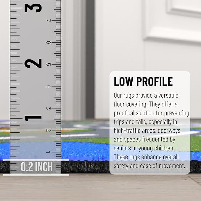 Ottomanson 5' x 6'6" Kids Road Map Rug - Interactive City Traffic Play Mat for Toy Cars - Perfect for Playroom, Bedroom, Daycare & Classroom - Durable & Non-Slip for High-Traffic Areas, Multicolor