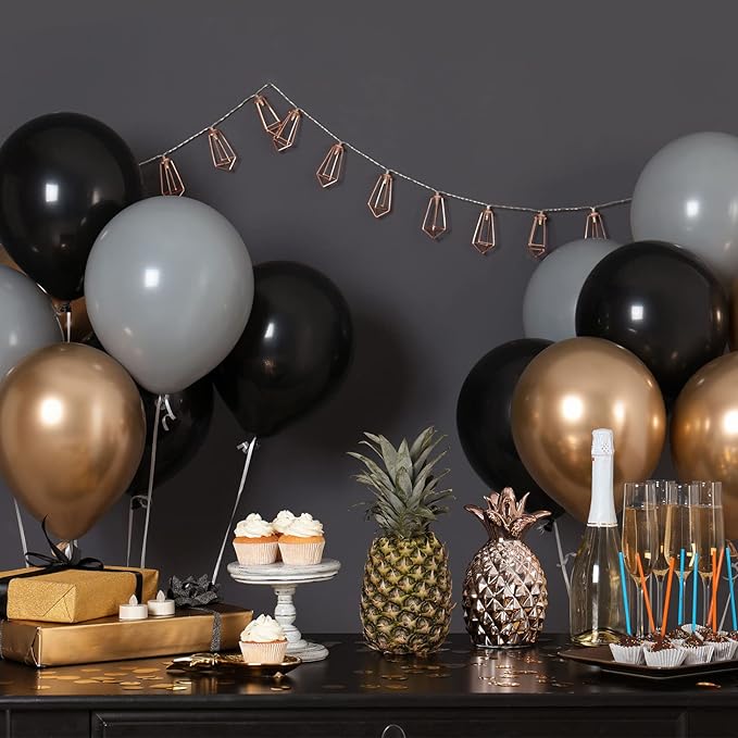 300 Pcs Latex Balloons Different Sizes 5/10/12/18 Inch Party Anniversary Balloons Bulk for Birthday Wedding Baby Shower Party Decoration(Black)