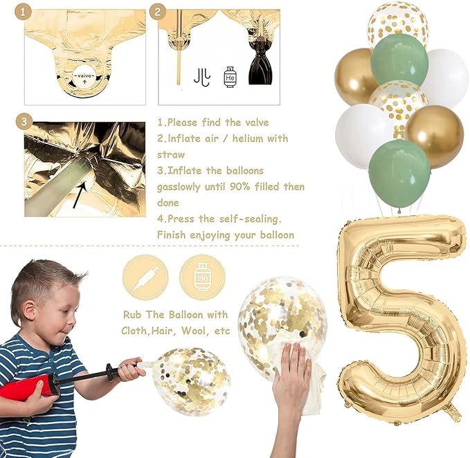 50th Birthday Decorations for Men Women, Sage Green White Gold Balloons with 50th Banner Number 50 Balloon for 50 Year Old Birthday Party Decor