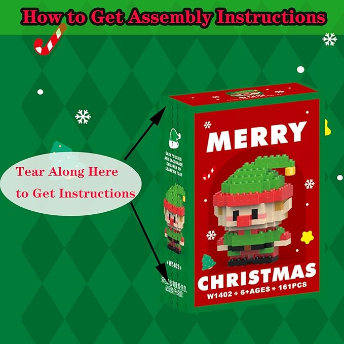 Christmas Elf Building Blocks Set Compatible with Lego Advent Calendar 2025 Stacking New Toys Holiday Present Box New Year Xmas Gifts for Kids for Boys & Girls and Adults