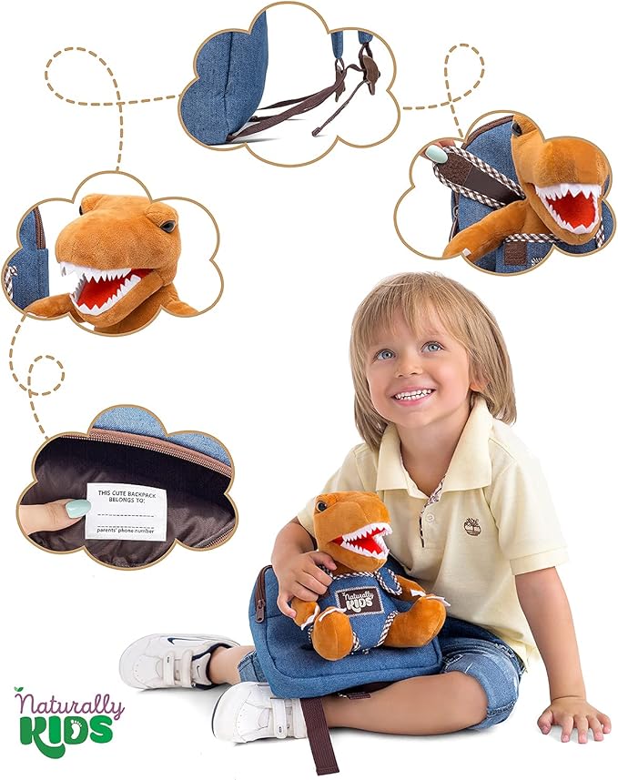 Mini Backpack for Kids w Dinosaur Toy, Mini Backpack for Toddler Boys, Gift for 2 3 4 5 Year Old Girl Boy