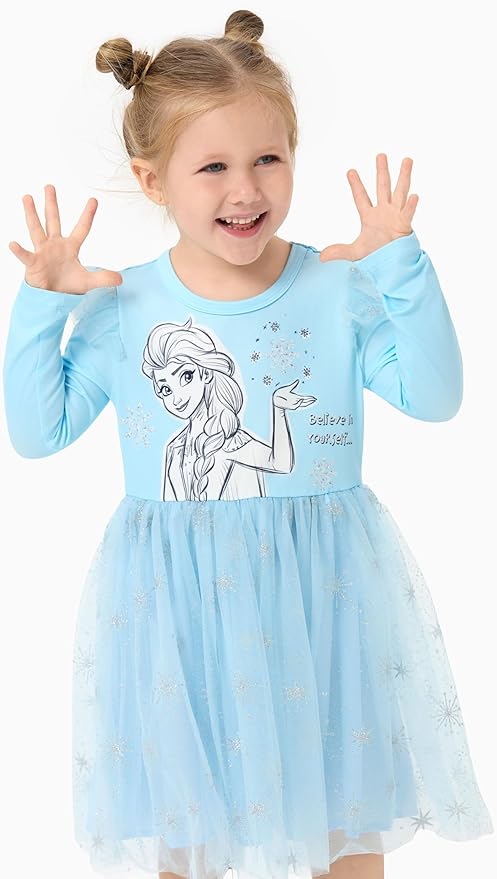 Disney Princess Frozen Minnie Mouse Dress Girls Sparkle Ruffle Tulle Tutu Birthday Party Fall Outfits Clothes Baby to Toddler