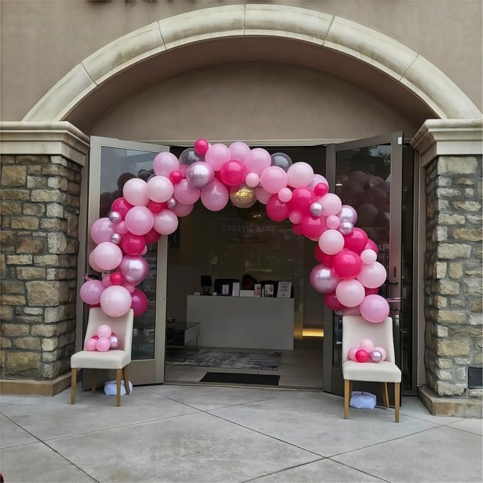 Hot Pink Balloons Set, 60Pcs 12 Inch Light Macaron Baby Pink Helium Balloon with Pastel Metallic Confetti Soft Pink Latex Balloons for Girls Birthday Princess Wedding Baby Shower Party Decorations