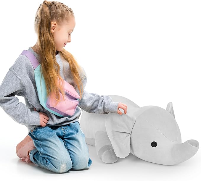 4.2lbs 24in Elephant Weighted Stuffed Animals, Weighted Plush, Gifts for Kids, Adults, Girls and Boys(Grey)