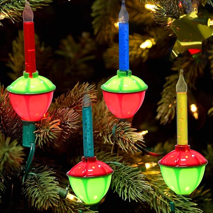 4 Pack Multicolor Bubble Light Replacement Bulbs, Vintage Christmas Tree Light Replacement Bulbs & C7 Candelabra Light Bulbs for Holiday Christmas Home Tree Table Wall Decor, E12 Base, 5W