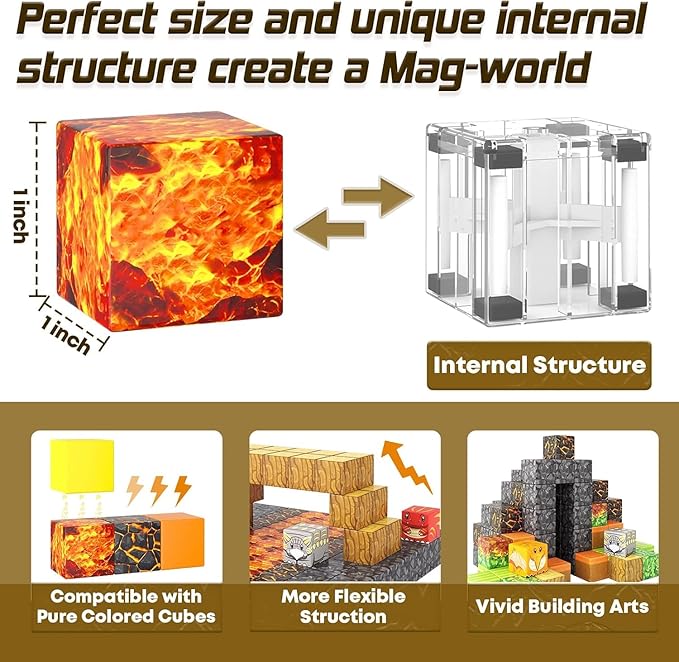 150PCS Dinosaur Toys Magnetic Blocks-Build Mine Magnet World Volcano Edition, Magnetic Kids Sensory Toys for 3+ Year Old Boys and Girls Building Blocks Toddler Games Through Jurassic Learning Gifts