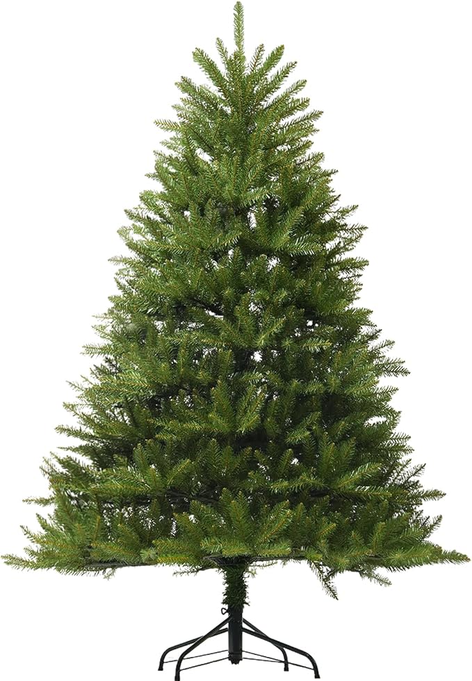 6.5FT Unlit Christmas Tree Green, Dunhill Fir Artificial Tree with 1838 PVC Branch Tips, Realistic Full Shape, Foldable Metal Stand for Indoor Home, Office & Holiday Decoration
