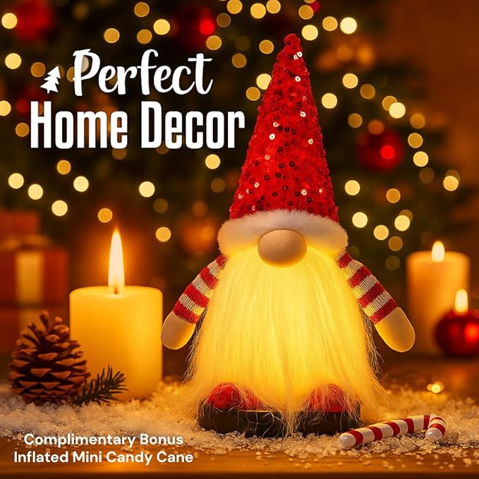 2PCS Christmas Gnomes Decorations and Christmas Decorations Indoor Lighted - 12" Handmade Swedish Santa Gnomes Plush Cute Christmas Decor Elf Gift Xmas Table