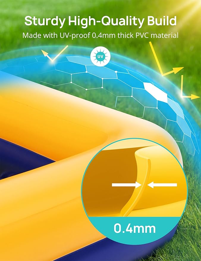 Kiddie Pool, Evajoy Inflatable Kids Pool, Summer Water Party Inflatable Pool for Backyard & Garden 90 * 55 * 35 inch