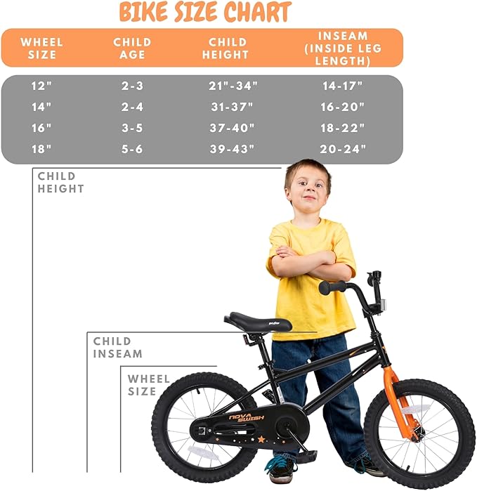 Kid Bike with Training Wheels, BMX 16 inch Bike with Pedals, Toddle Bicycle for 3-5 Year Old Boys Girls, Birthday Gift
