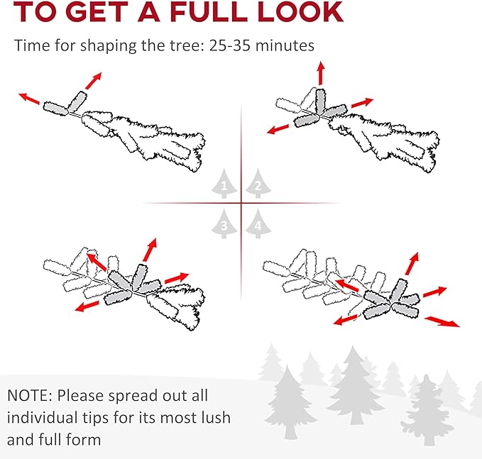 HOMCOM 7.5ft Tall Pre-lit Pine Artificial Christmas Tree with Realistic Branches, 450 Warm White LED Lights and 1146 Tips