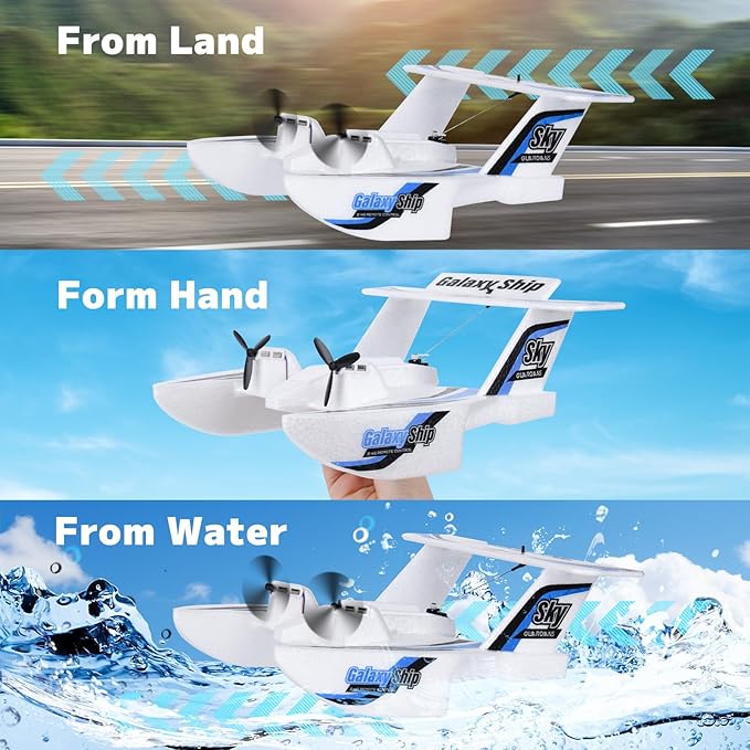 Hobby RC Airplanes - Sea Land & Air RC Plane KF603， 2.4GHZ Waterproof Rc Aircraft & 6-Axis Gyro Stabilization Systemfor with Beginners Adults Kids RC Float Plane for Enthusiasts