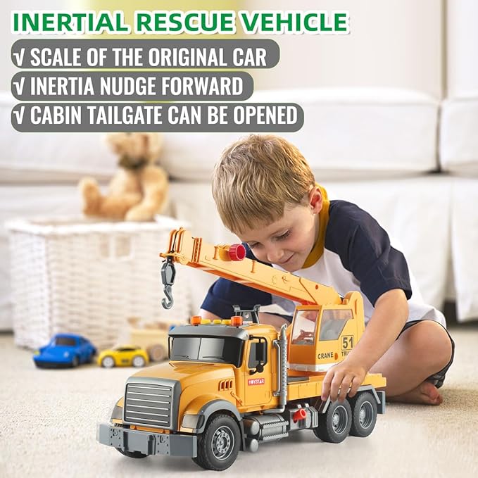2-in-1 Flatbed Truck Playset with Lights & Sounds - Perfect for Boys Aged 3+, Includes Transport Trailers and Carrier Tow Truck Toys