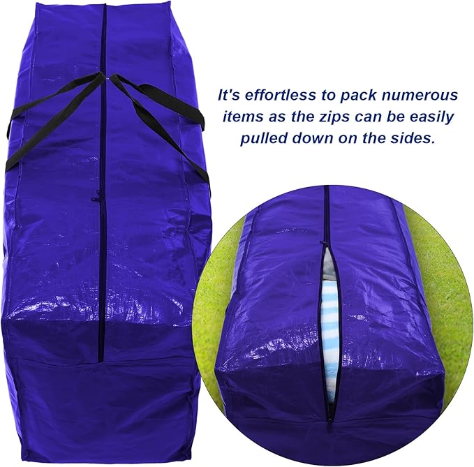 Windyun 4 Pack 57 Gallon Extra Large Storage Bags XXL Moving Bag with Zipper Handle Heavy Duty Jumbo Big Tote Box for Halloween Skeleton 4-12 Feet Christmas Tree Storage College Dorm Cloth (Navy Blue)
