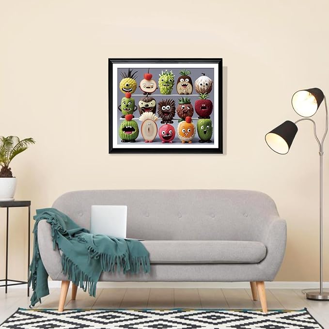 100 Piece Large Piece Donuts Jigsaw Puzzle for Kids Teens Age 4-8 Gift Family Game Unique Shapes Cute Monsters Puzzle (Happy Fruits)