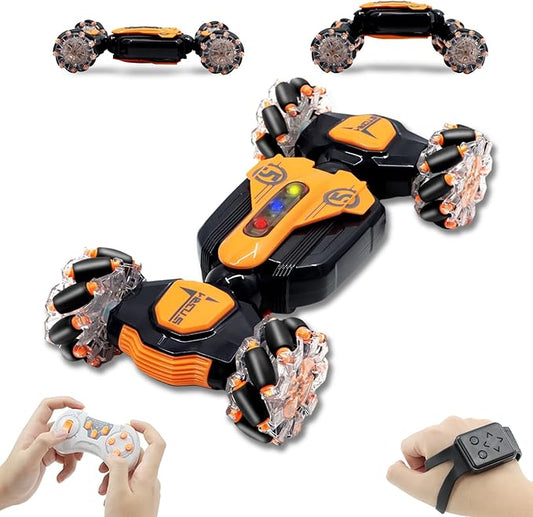 Gesture RC Car, 2.4GHz 4WD Gesture Sensing RC Stunt Car Toys,Double Sided 360° Rolling Rotating Rotation for 3 4 5 6 7 8-12 Year Old Boy Girls Toys(Orange)
