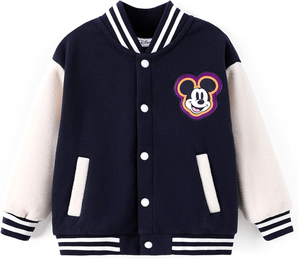 Disney Minnie Mickey Stitch Princess Frozen Elsa Marvel Jacket Lightweight Coat Button up Color Block Sweatshirt 2-14 Years