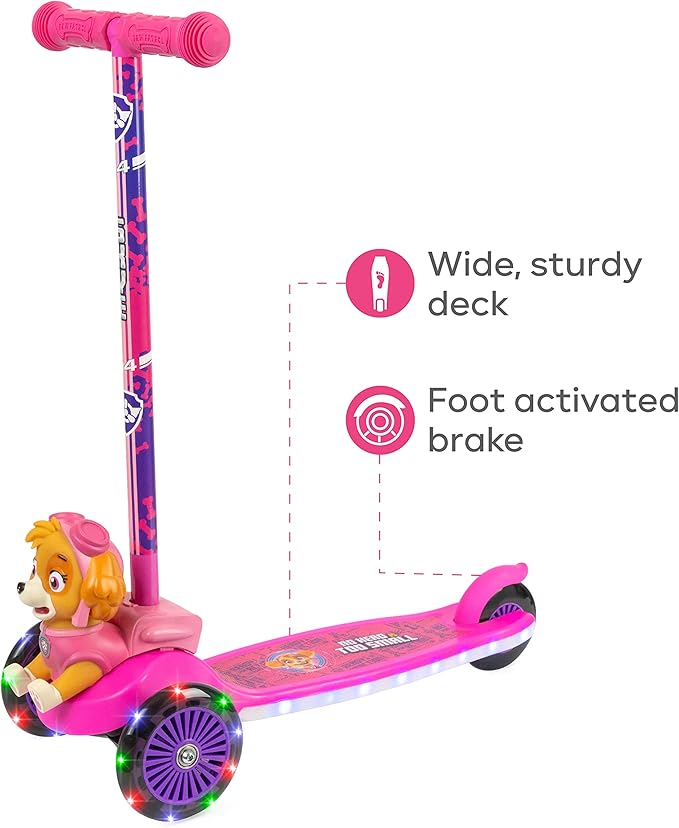 3D Kick Scooter for Kids, Self-Balancing 3 Wheeled Light Up Scooter with Extra Wide Anti-Slip Deck, Rear Brake, Lean to Steer, Lightweight Design, for Kids 3 and up, 75 LB Limit